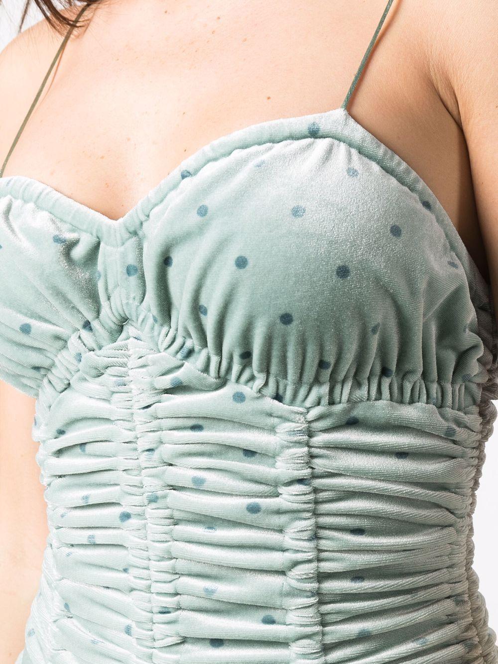 ruched polka-dot velvet dress Product Image