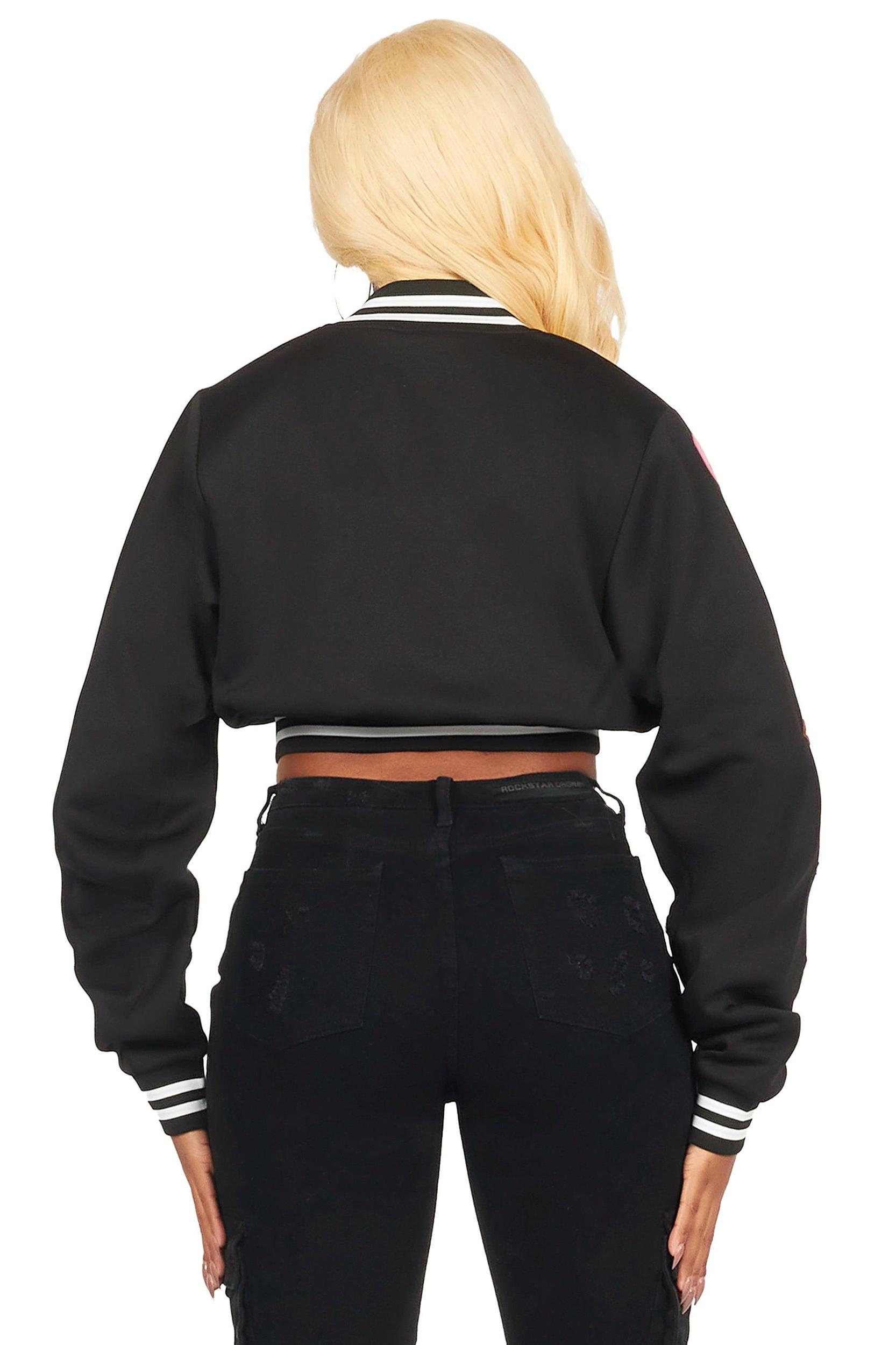 Jakaira Black Crop Varsity Jacket Female Product Image