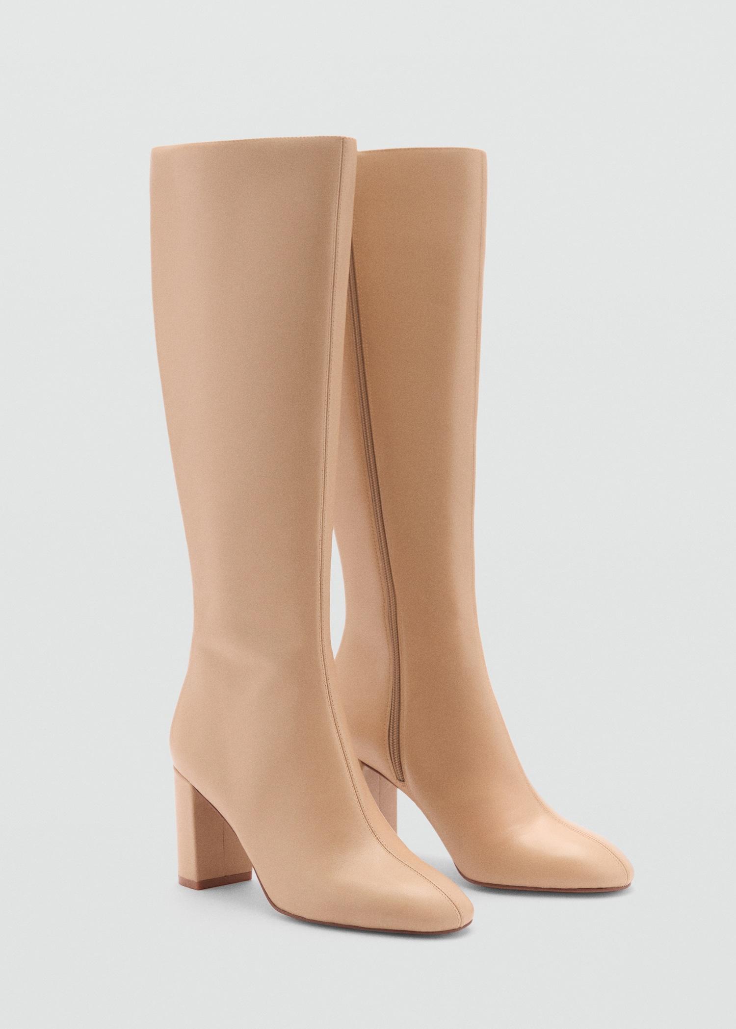 Leather boots with tall leg - Women | MANGO USA Product Image