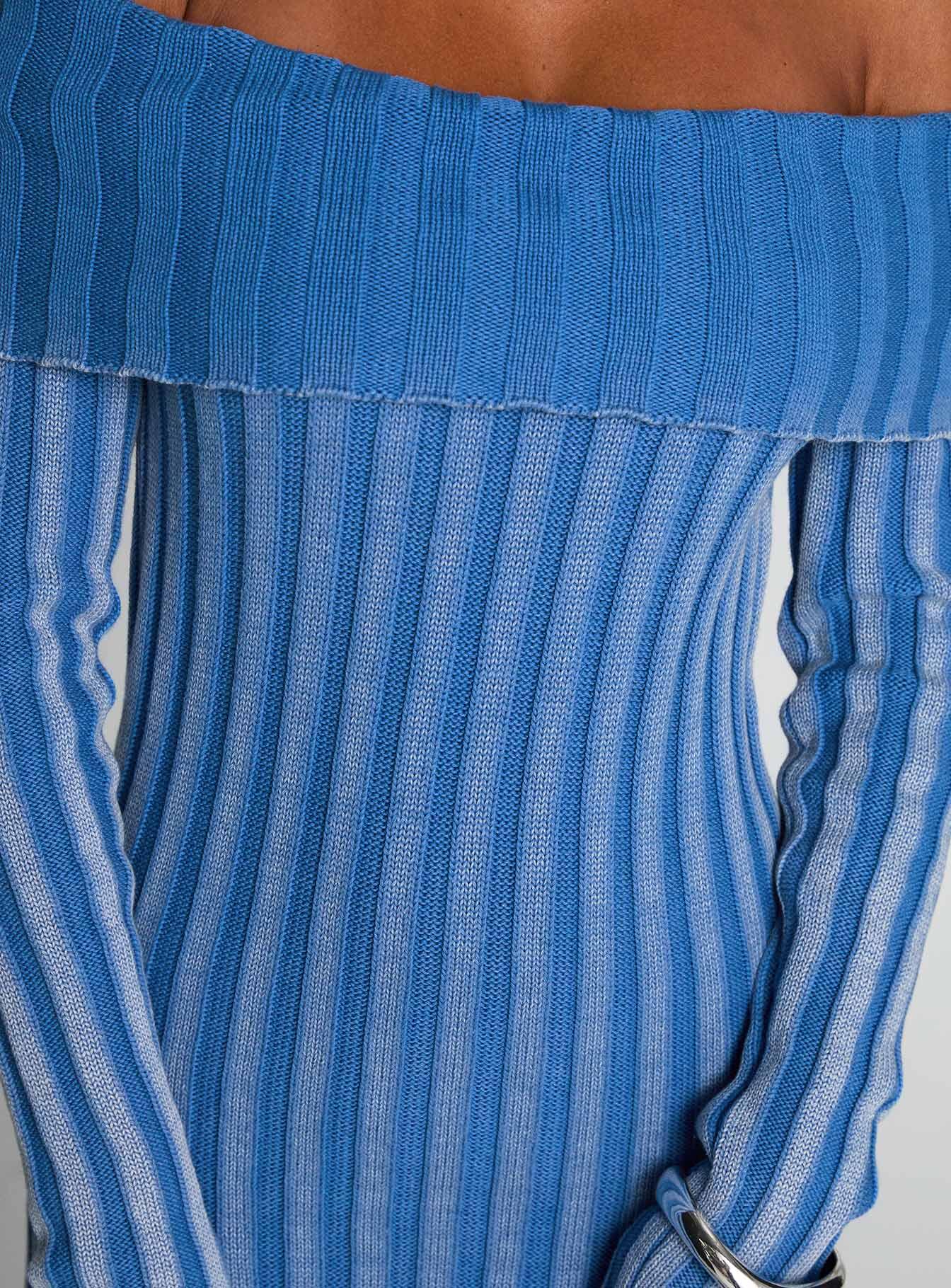 Mariska Long Sleeve Rib Maxi Dress Blue Product Image