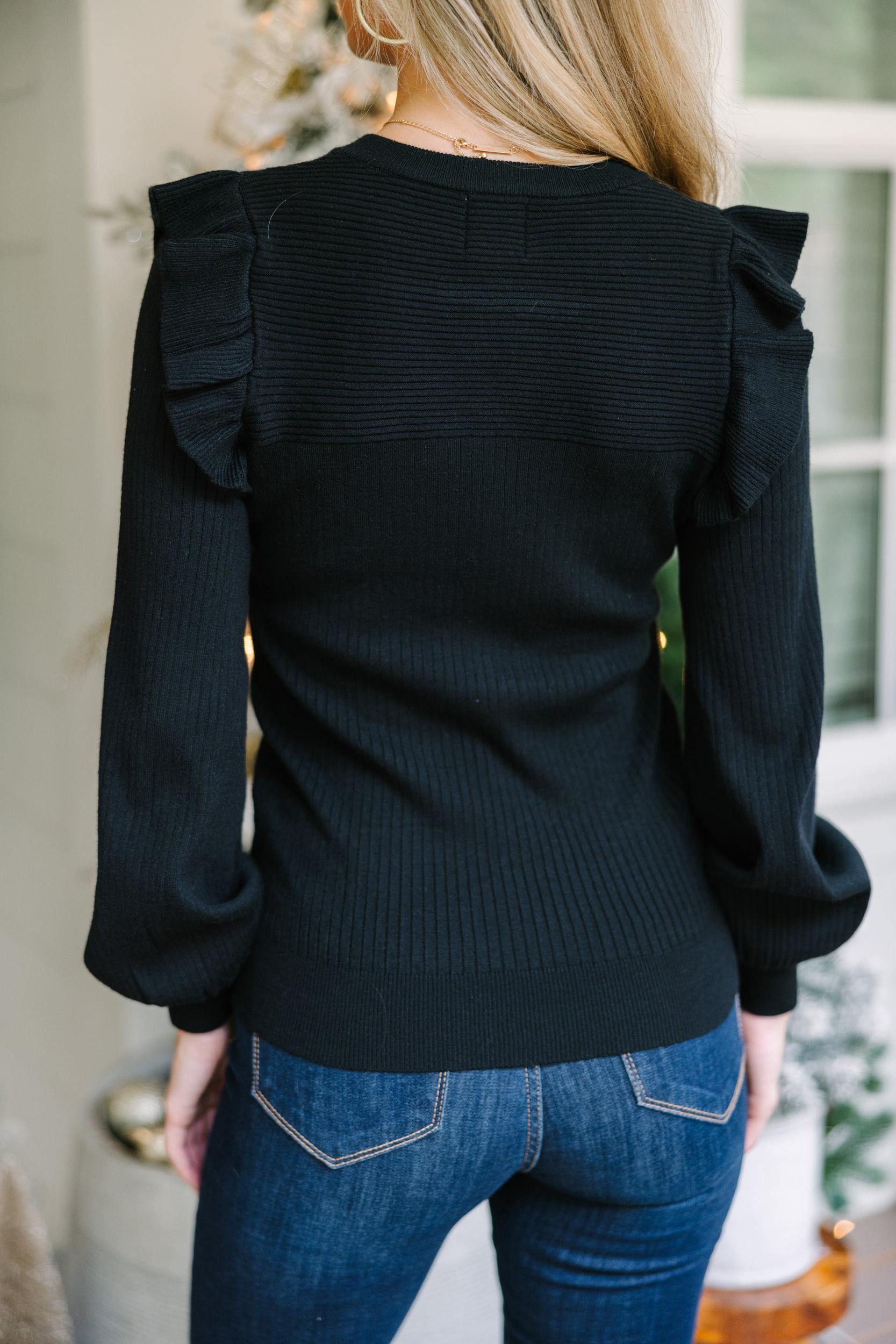 Reach Out Black Ruffled Sweater Female Product Image