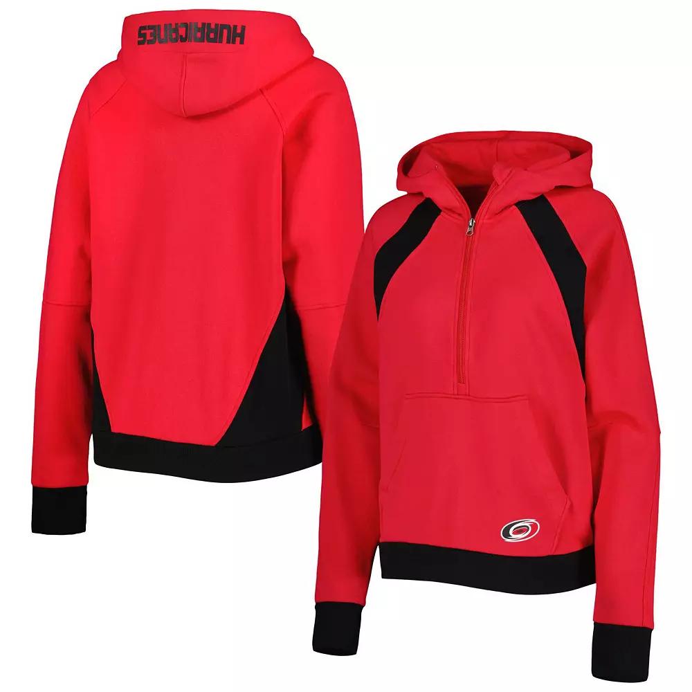 Women's Starter Red Carolina Hurricanes Wishbone Half-Zip Hoodie, Size: Small Product Image