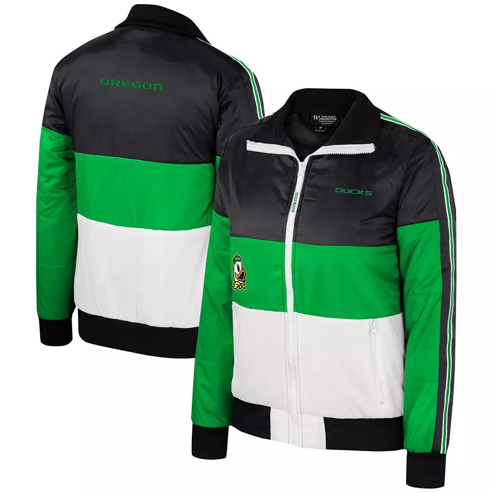 Women's The Wild Collective  Green Oregon Ducks Color-Block Puffer Full-Zip Jacket, Size: Medium Product Image
