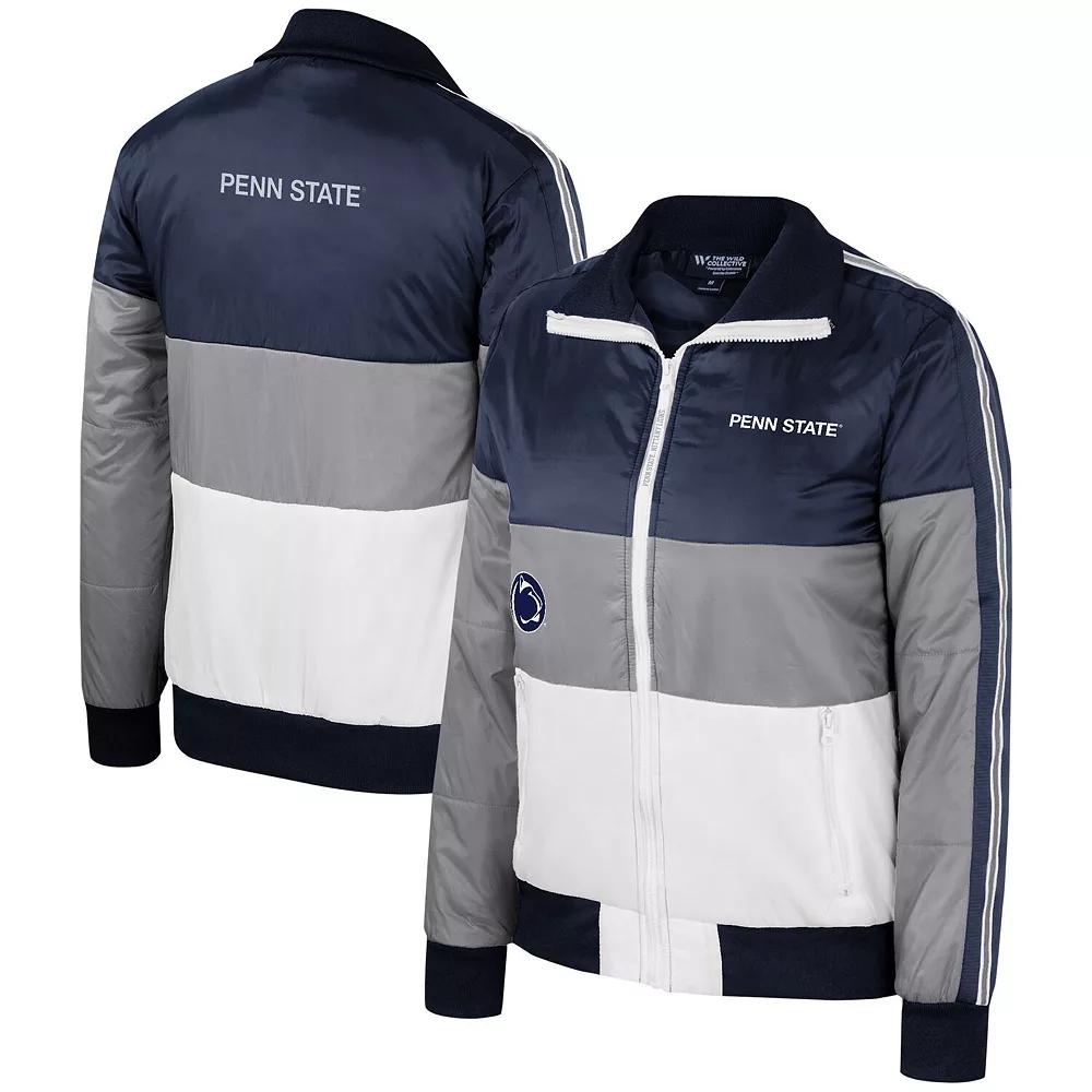 Women's The Wild Collective  Gray Penn State Nittany Lions Color-Block Puffer Full-Zip Jacket, Size: 2XL, Grey Product Image