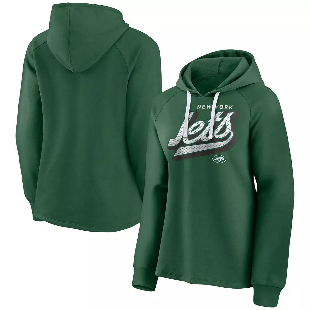 Women's Fanatics Branded Green New York Jets First Contact Raglan Pullover Hoodie, Size: XL Product Image