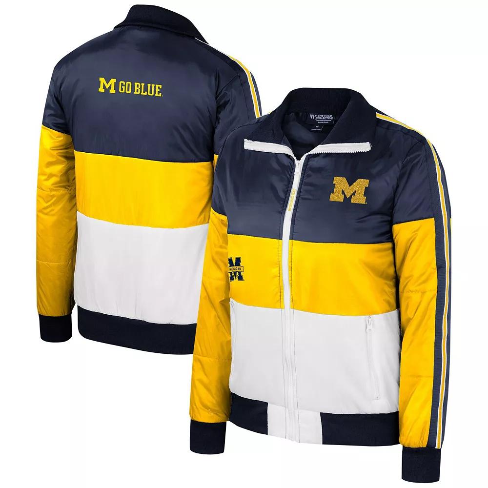 Women's The Wild Collective  Maize Michigan Wolverines Color-Block Puffer Full-Zip Jacket, Size: Large, Gold Product Image