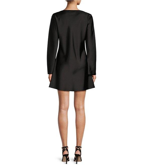 Antonio Melani Hanna Long Sleeve Drapey Satin Shift Dress Product Image