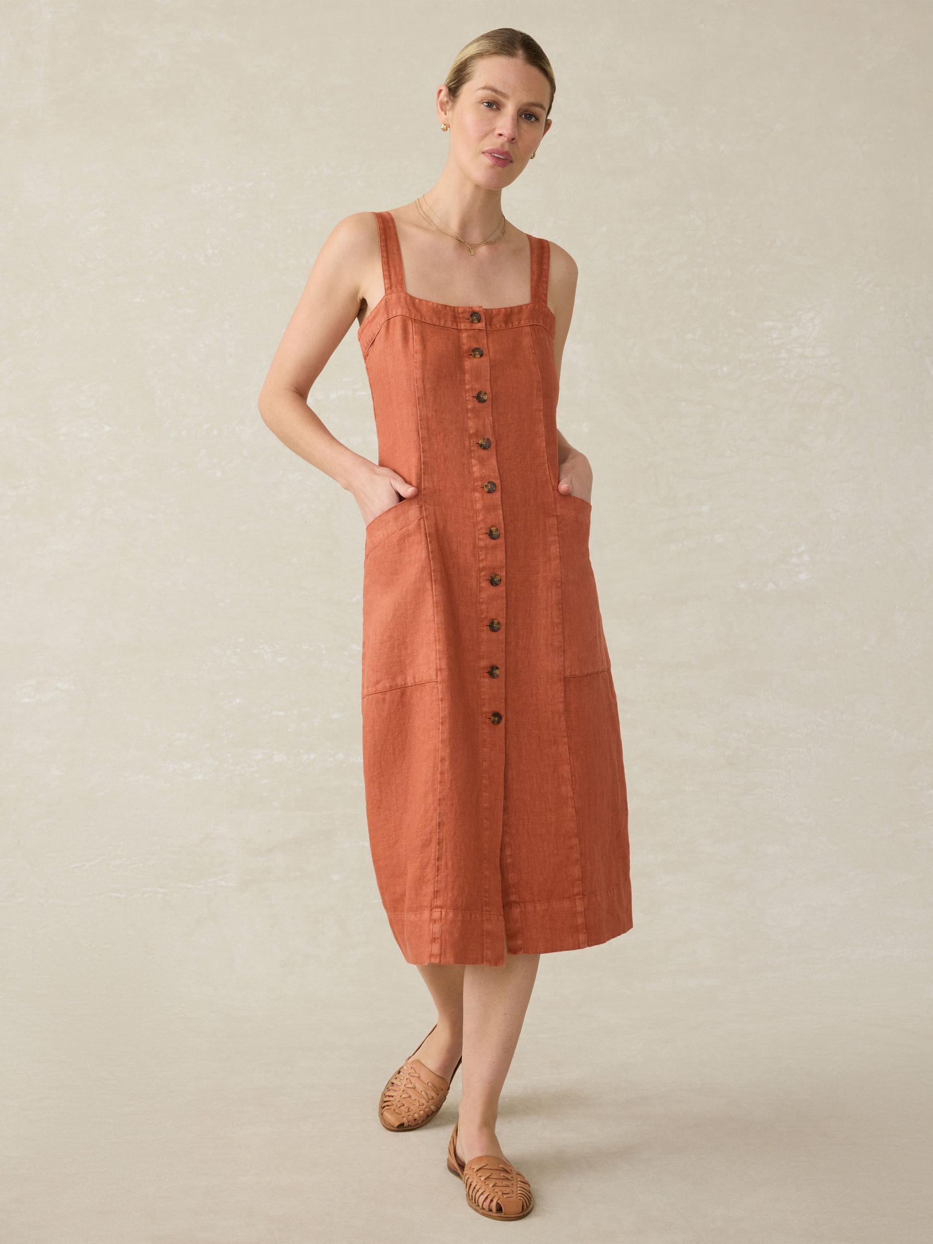 Linen Aurora Dress - Red Rock Product Image