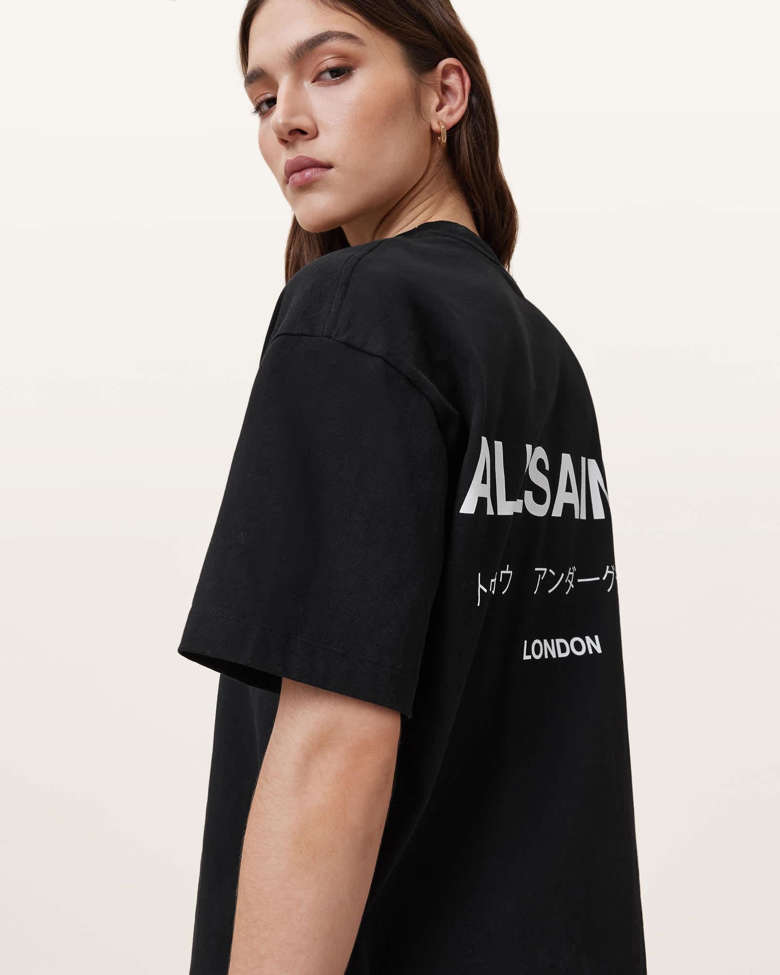 Underground Etta Oversized T-Shirt Black | ALLSAINTS US Product Image
