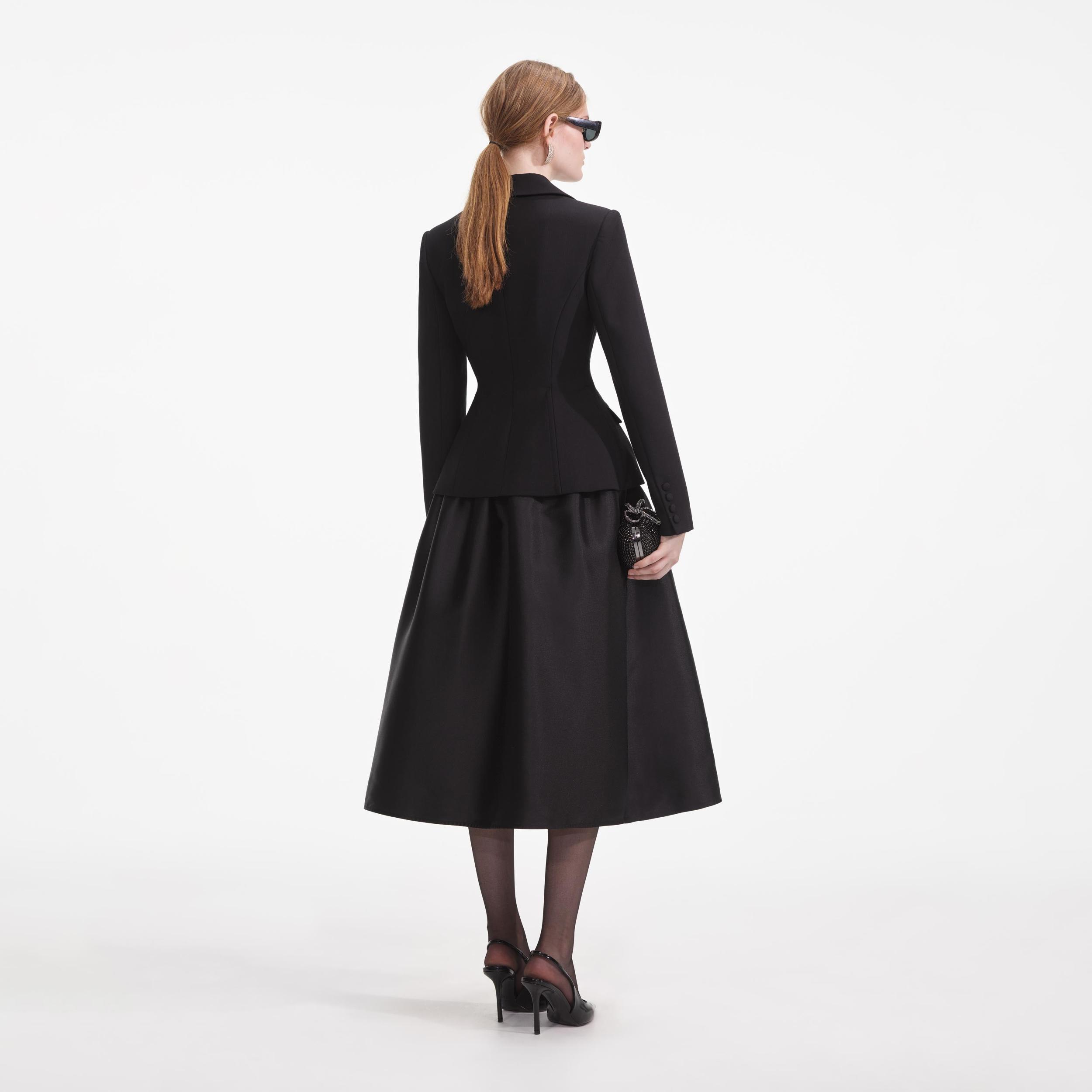 Black Tailored Midi Dress Product Image