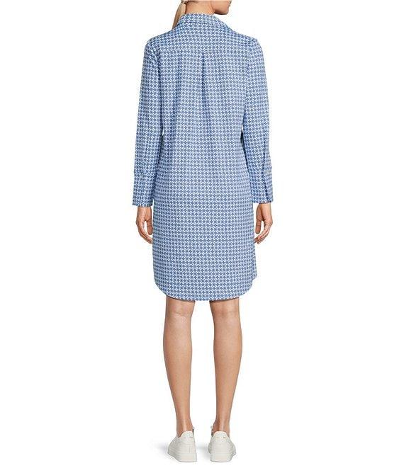 J.McLaughlin Printed Catalina Cloth Collared V-Neck Long Sleeve Dress Product Image