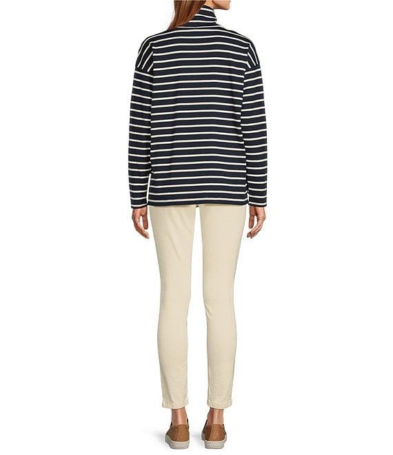 L.L.Bean Heritage Mariner Cotton Jersey Striped Funnel Neck Long Sleeve Top Product Image