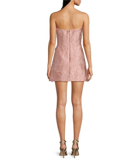 Muse by Marchesa Petal Floral Jacquard Strapless Neck Sleeveless Applique A-Line Mini Dress Product Image