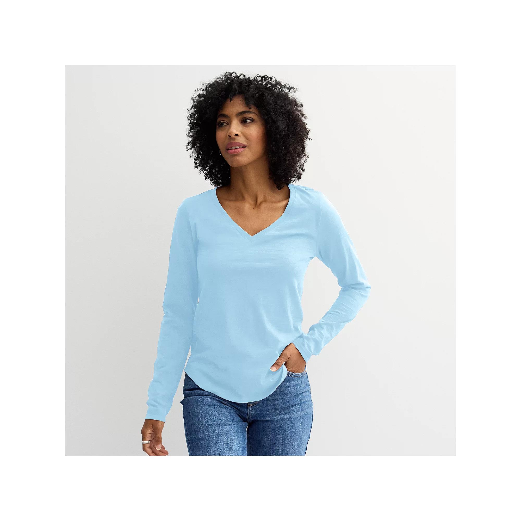 Women's Sonoma Goods For Life® Everyday Long Sleeve V-Neck T-Shirt,  Product Image