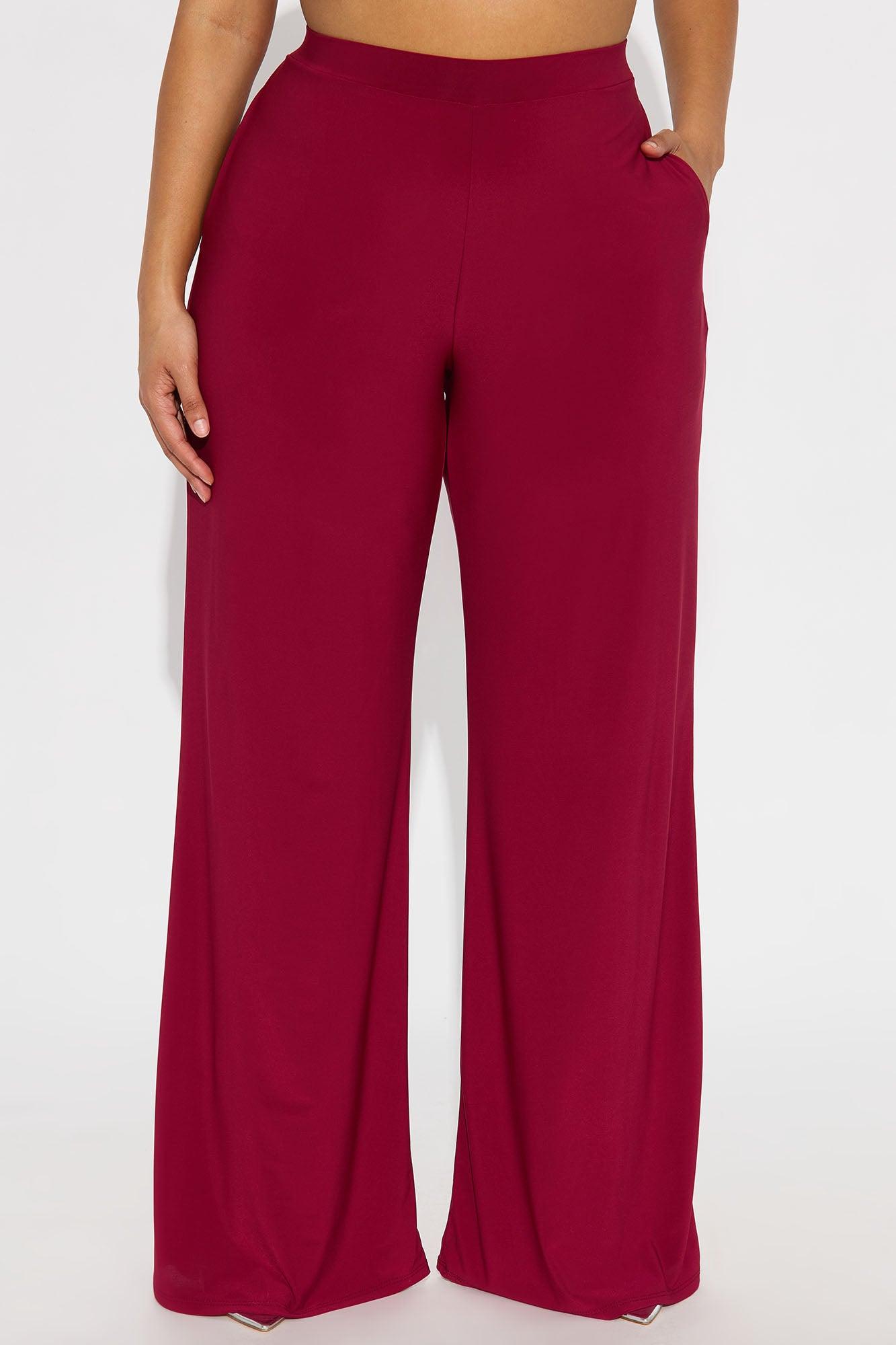 Promise Me Low Rise Wide Leg Travel Pant 33 - Raspberry Female Product Image