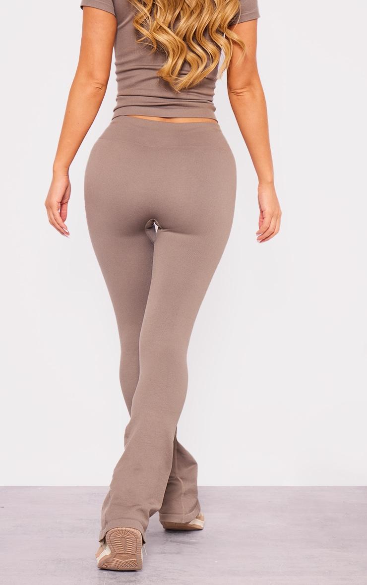 Taupe Seamless High Waist Flare Yoga Pants Product Image
