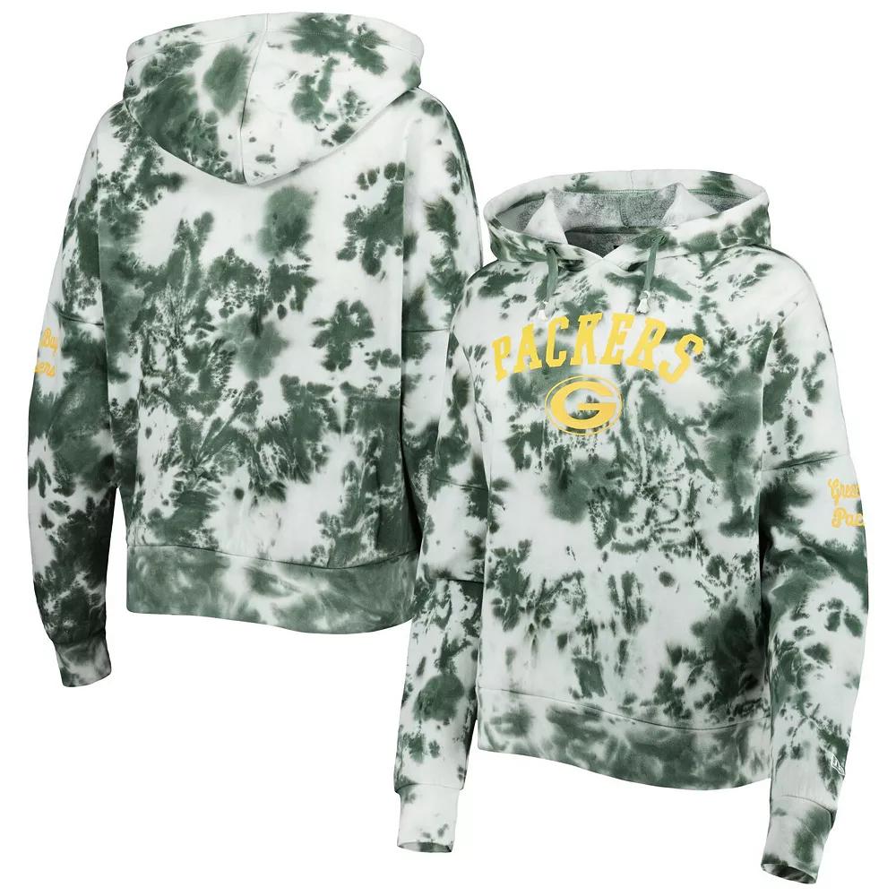 Women's New Era Green Green Bay Packers Cloud Dye Fleece Pullover Hoodie, Size: XS Product Image