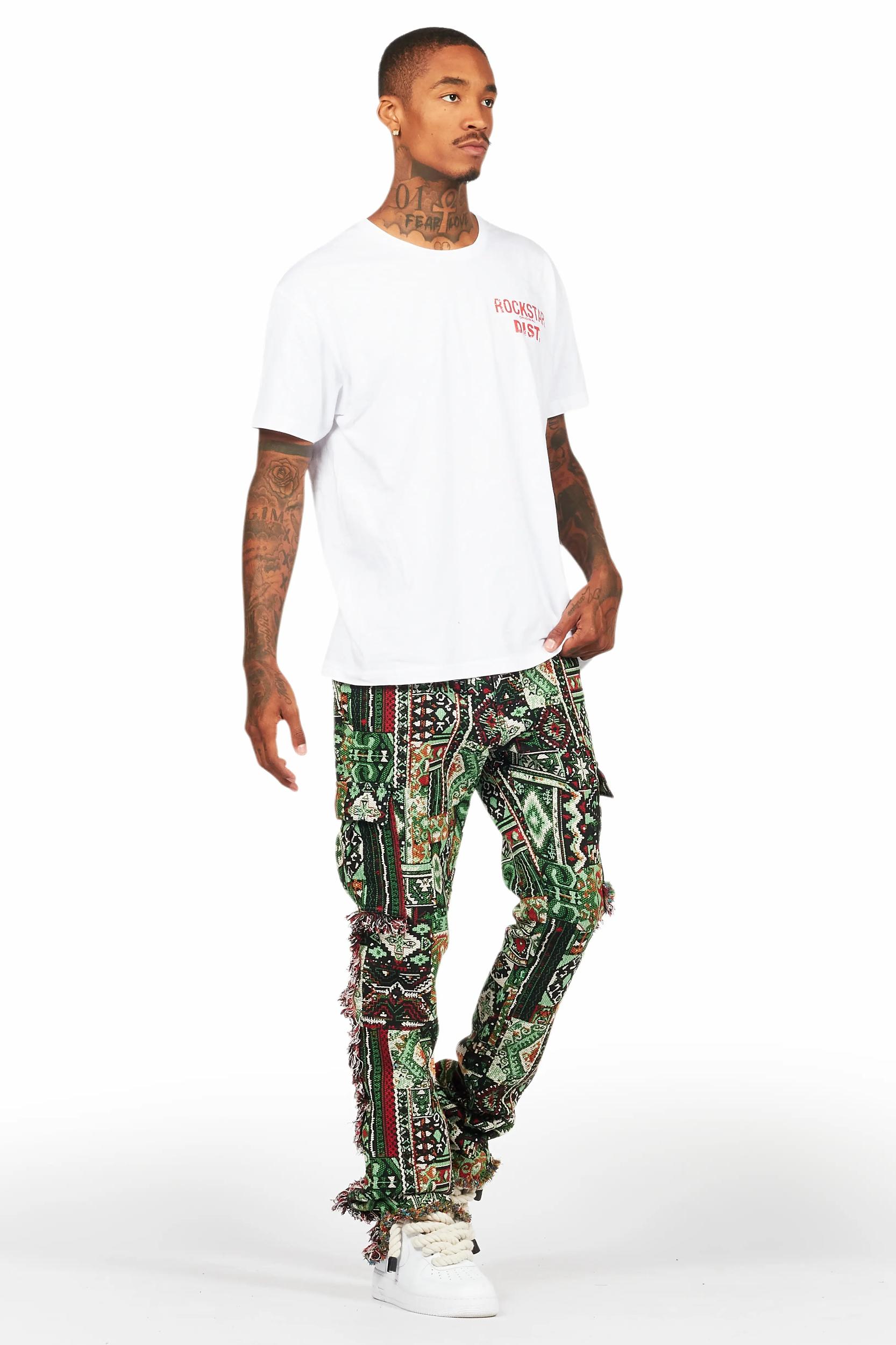 Ayami Green Slim Tapestry Flare Jean Male Product Image