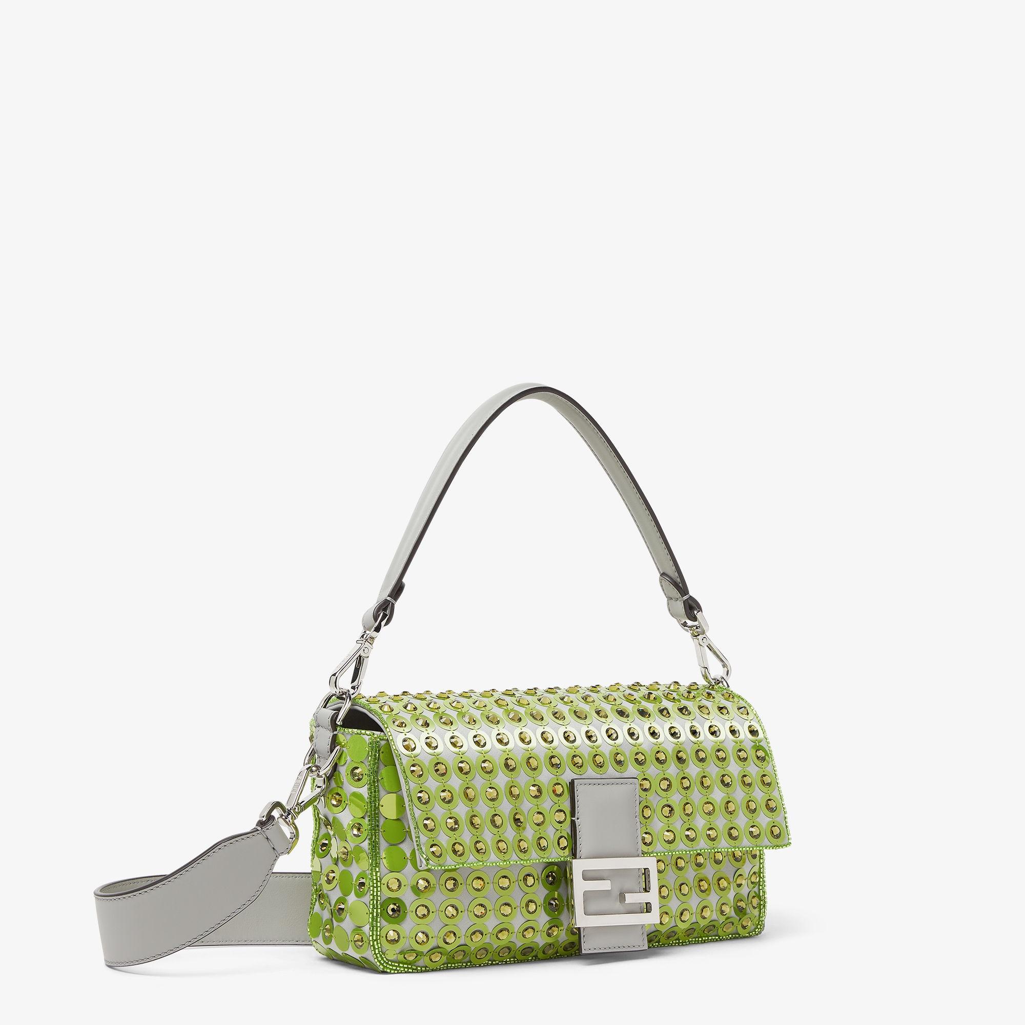BaguetteBag embroidered with green sequins and rhinestones Product Image