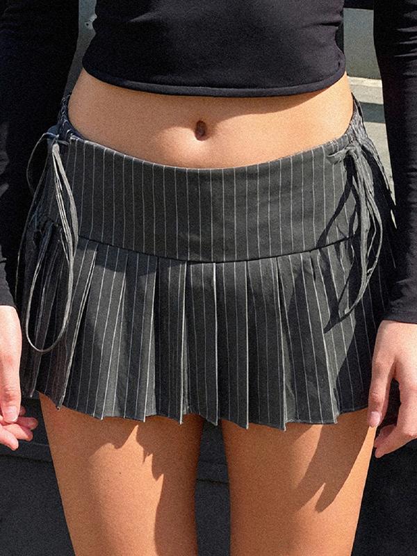 American-Style Striped Patchwork Mini Skirt Product Image