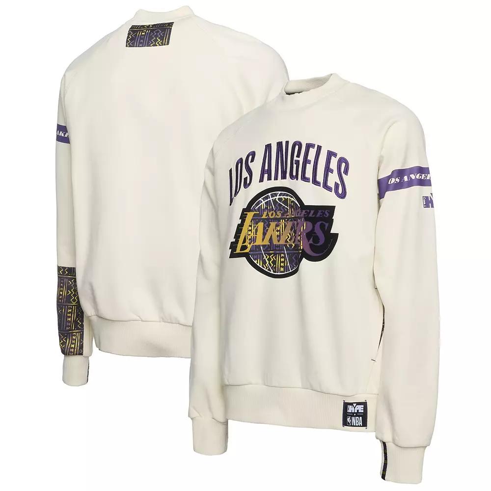 Men's NBA x Two Hype  Cream Los Angeles Lakers Culture & Hoops Collection Premium Pullover Sweatshirt, Size: Large, Beige Product Image
