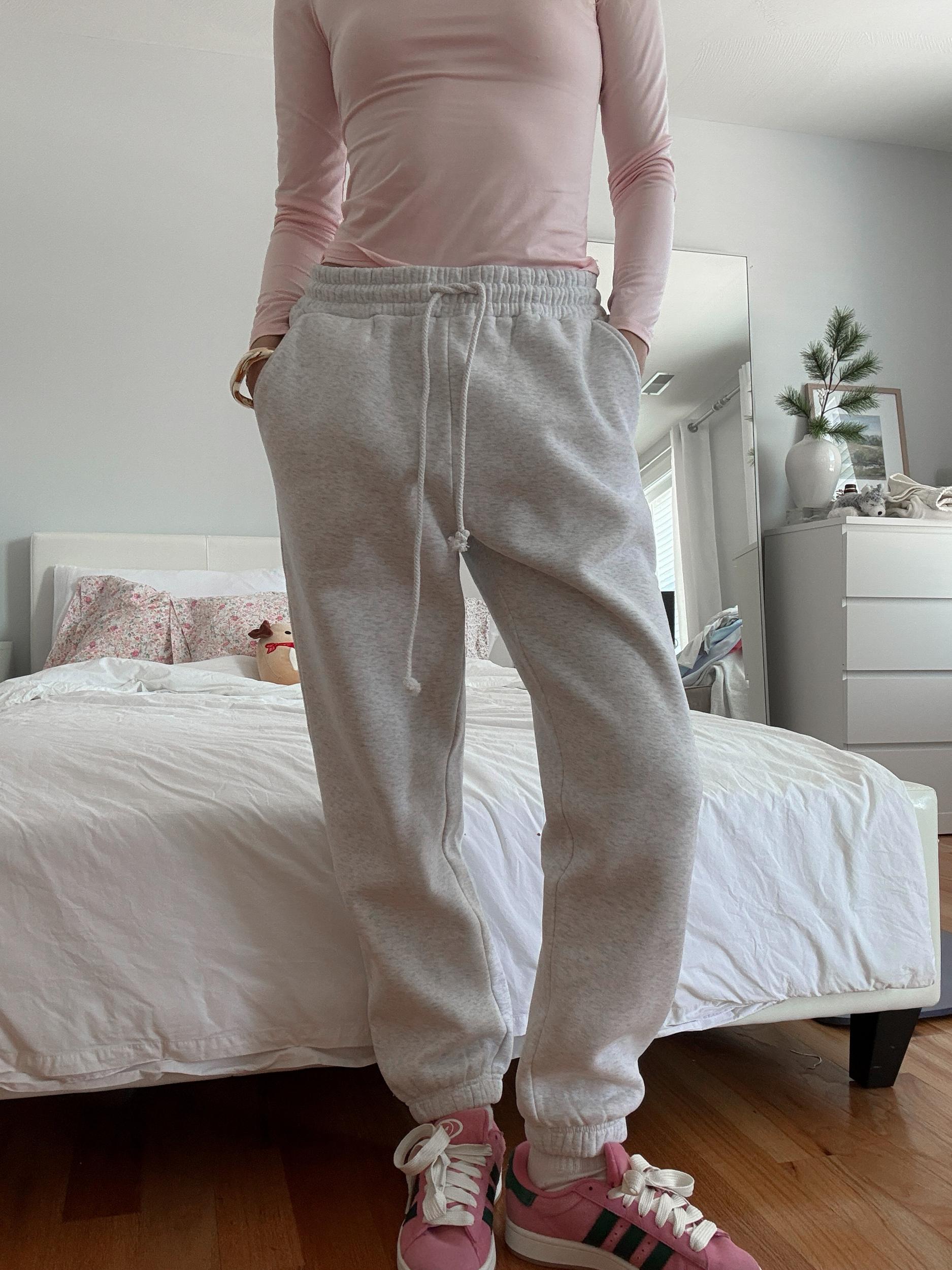 Pearl Grey Basic Blank Jogger Sweatpants Product Image