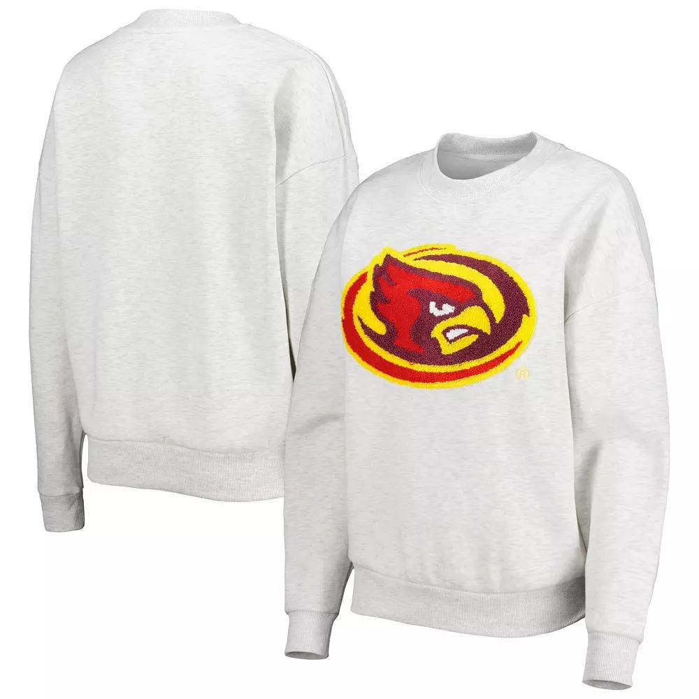 Women's Gameday Couture Heather Gray Iowa State Cyclones Chenille Patch Fleece Pullover Sweatshirt,  Product Image