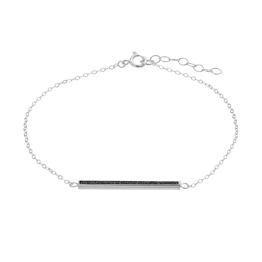 Aleure Precioso Sterling Silver Glitter Bar Chain Anklet, Women's, Size: 9", Sterling Black Product Image