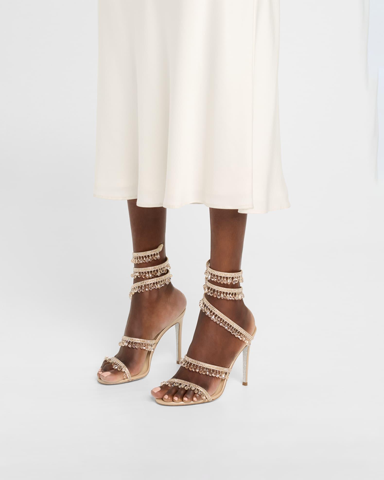 Satin Strass Chandelier Snake Wrap Sandals Product Image