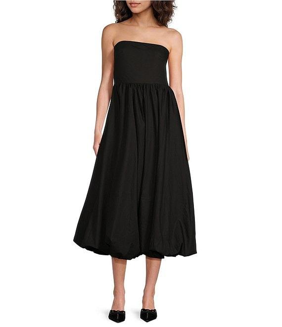 Sugarlips Poplin Strapless Neck Sleeveless Bubble Hem Midi Dress Product Image