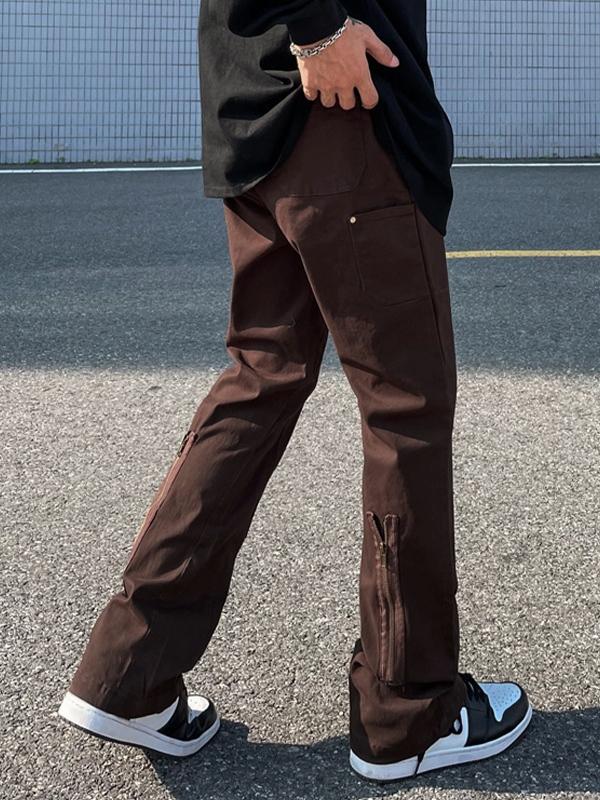 Men's Vintage Studded Zip Up Flared Cargo Pants Product Image