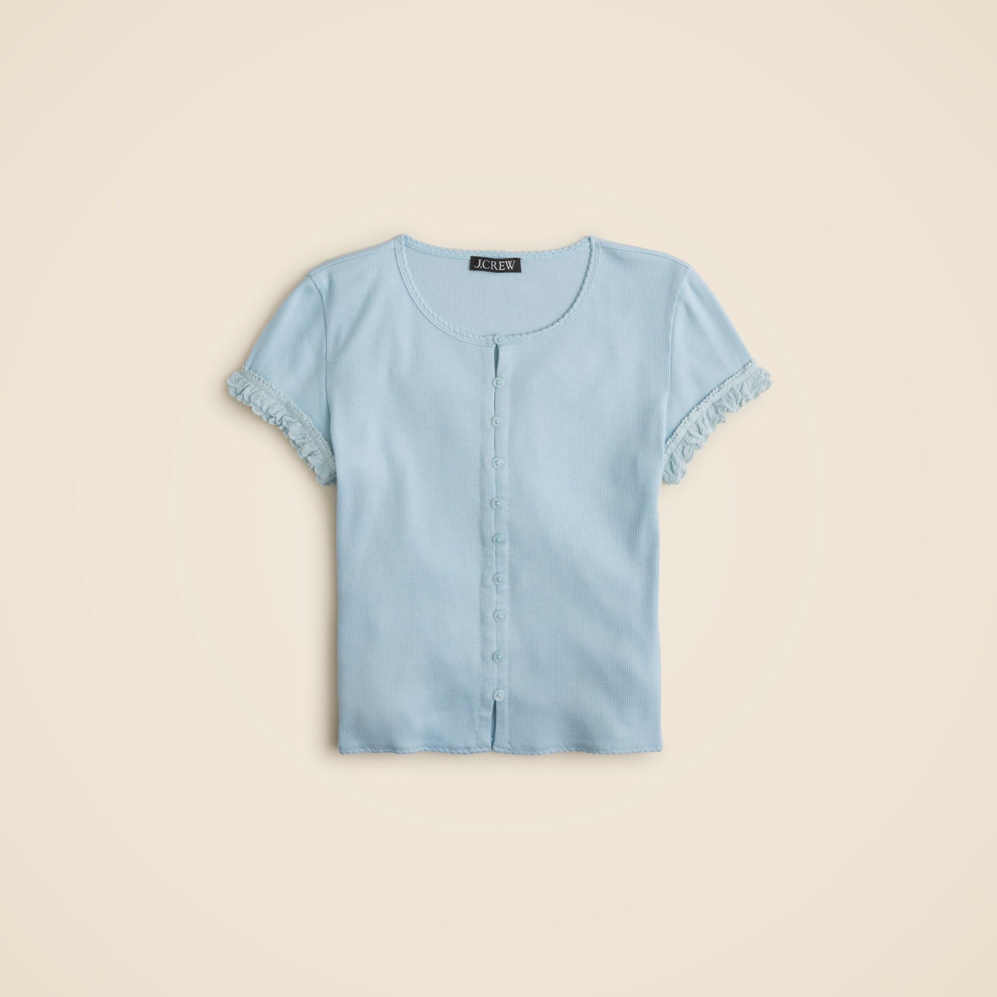 Fine rib crochet-trim cardigan Product Image