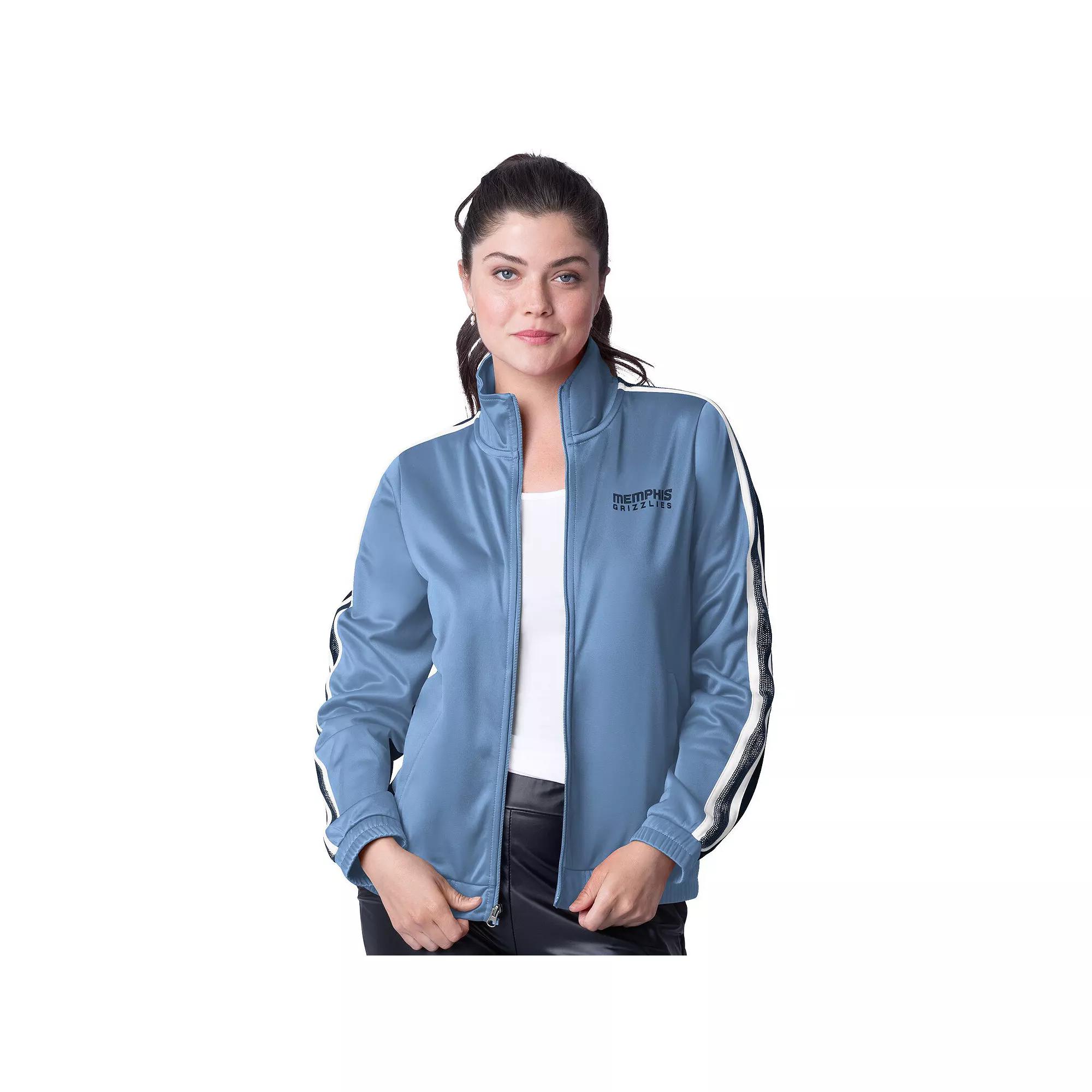 Women's G-III 4Her by Carl Banks Light Blue/Navy Memphis Grizzlies Rebel Sequin Bling Full-Zip Track Jacket,  Product Image