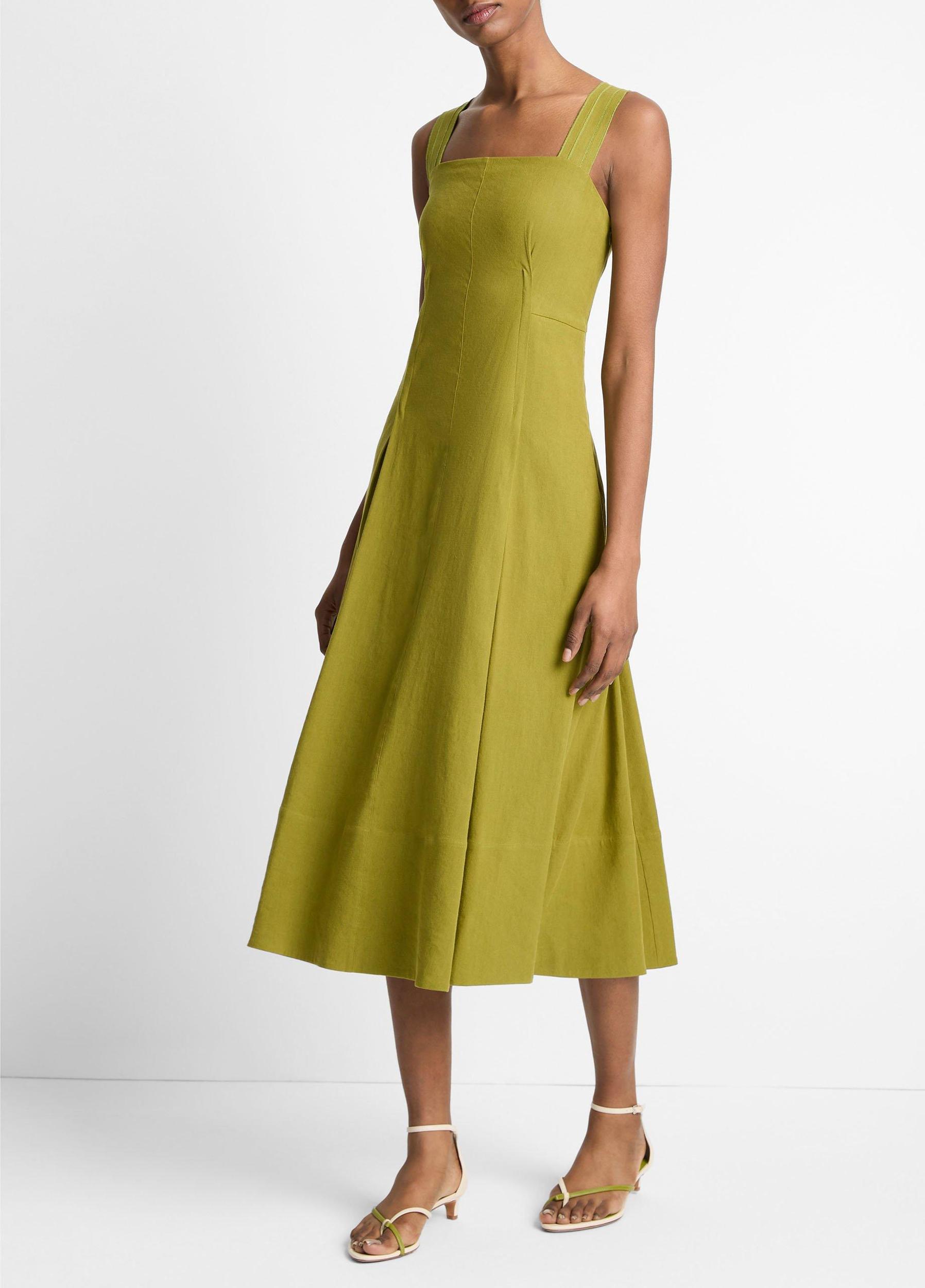 Womens Linen-Blend Square-Neck Dress Vince Product Image