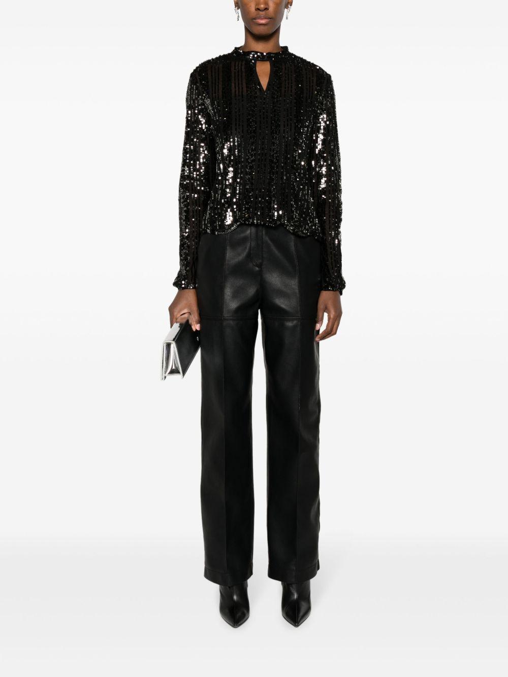 sequin-embellished keyhole-neck blouse Product Image