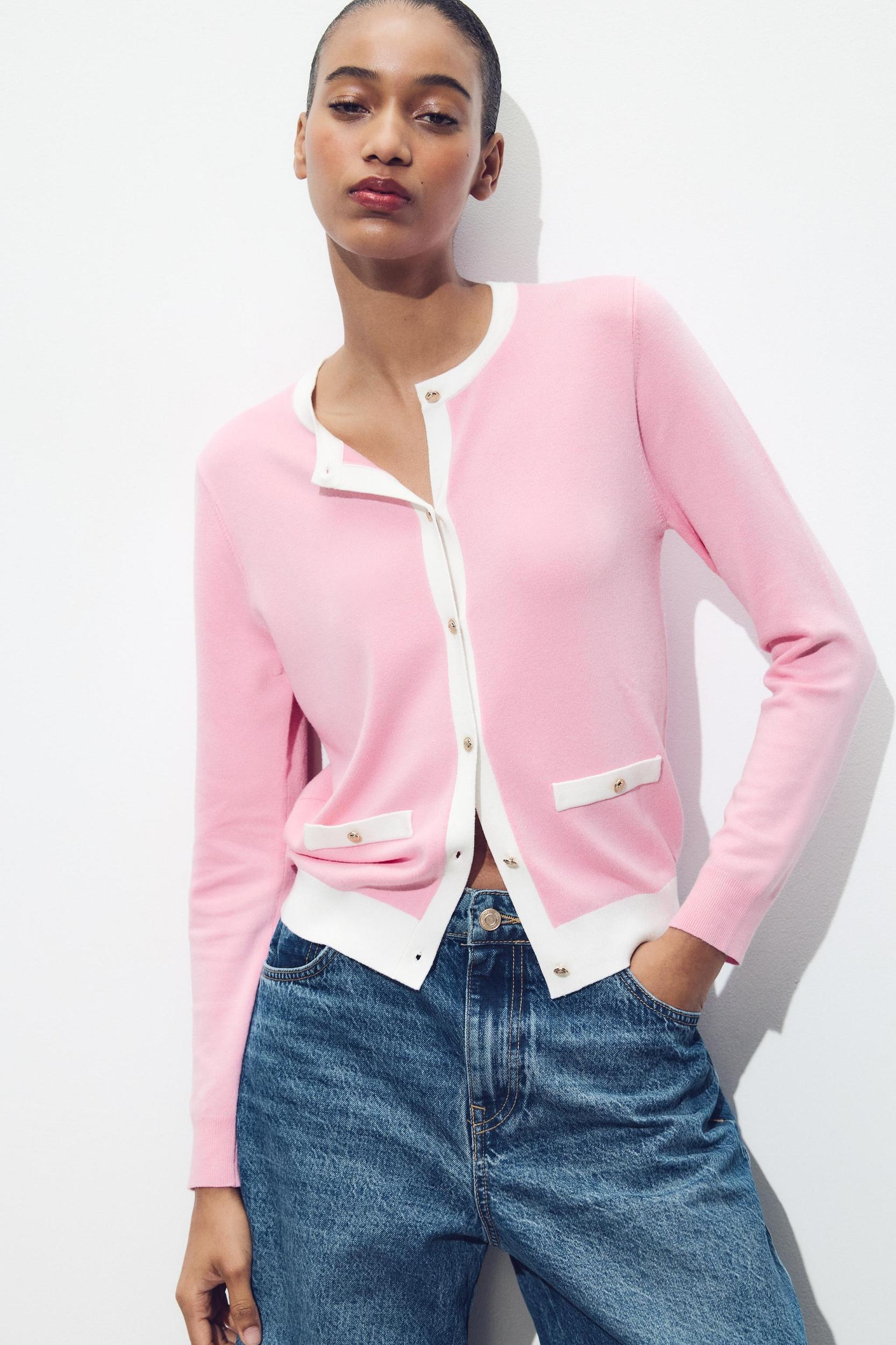 CONTRAST TRIM KNIT JACKET Product Image