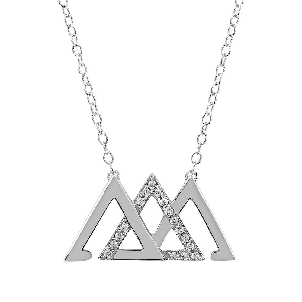 DeCouer 1/10 Carat T.W. Diamond Interlocked Triangle Necklace, Women's, Size: 18", Silver Tone Product Image