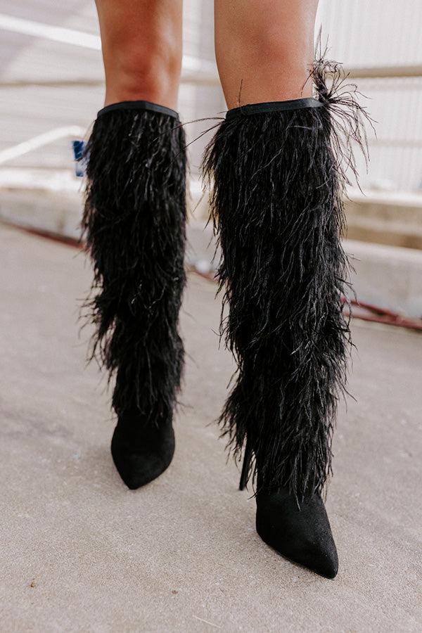 The Leonie Feather Knee High Boot In Black Product Image