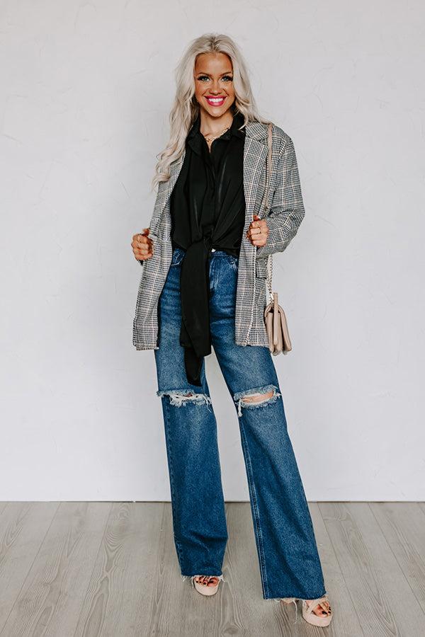 Try Your Luck Front Tie Top in Black Product Image