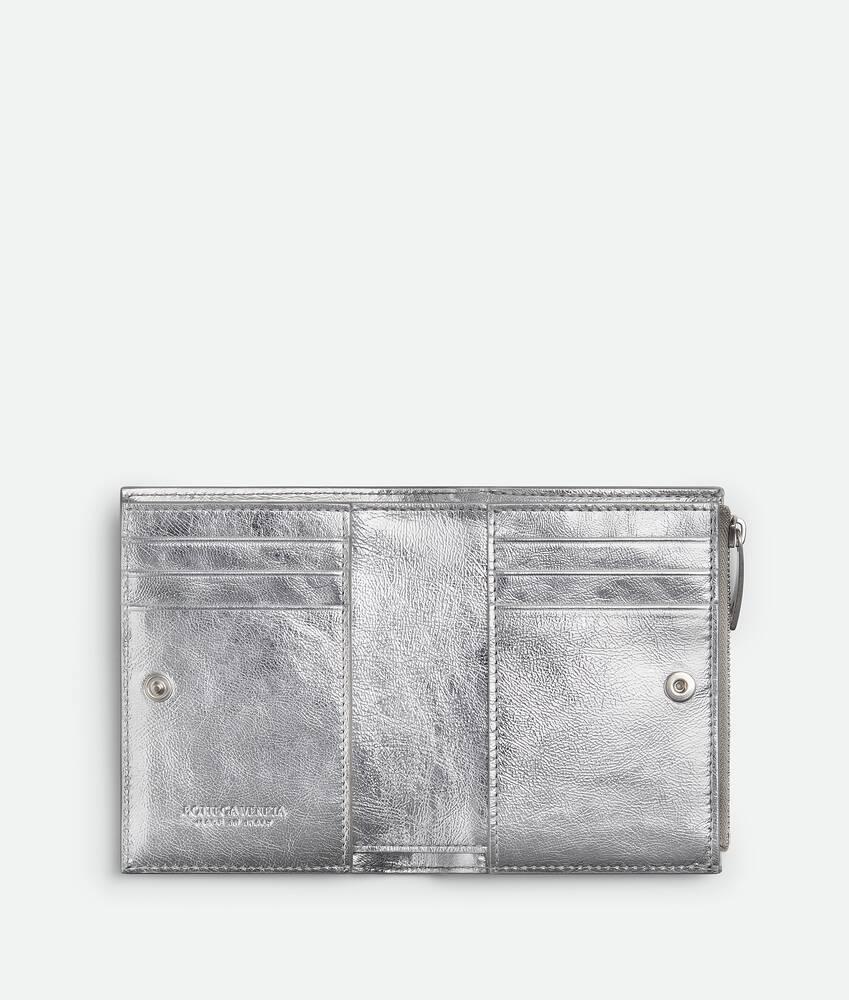 Women's Intrecciato Small Bi-Fold Wallet in Silver/fresh mint Product Image