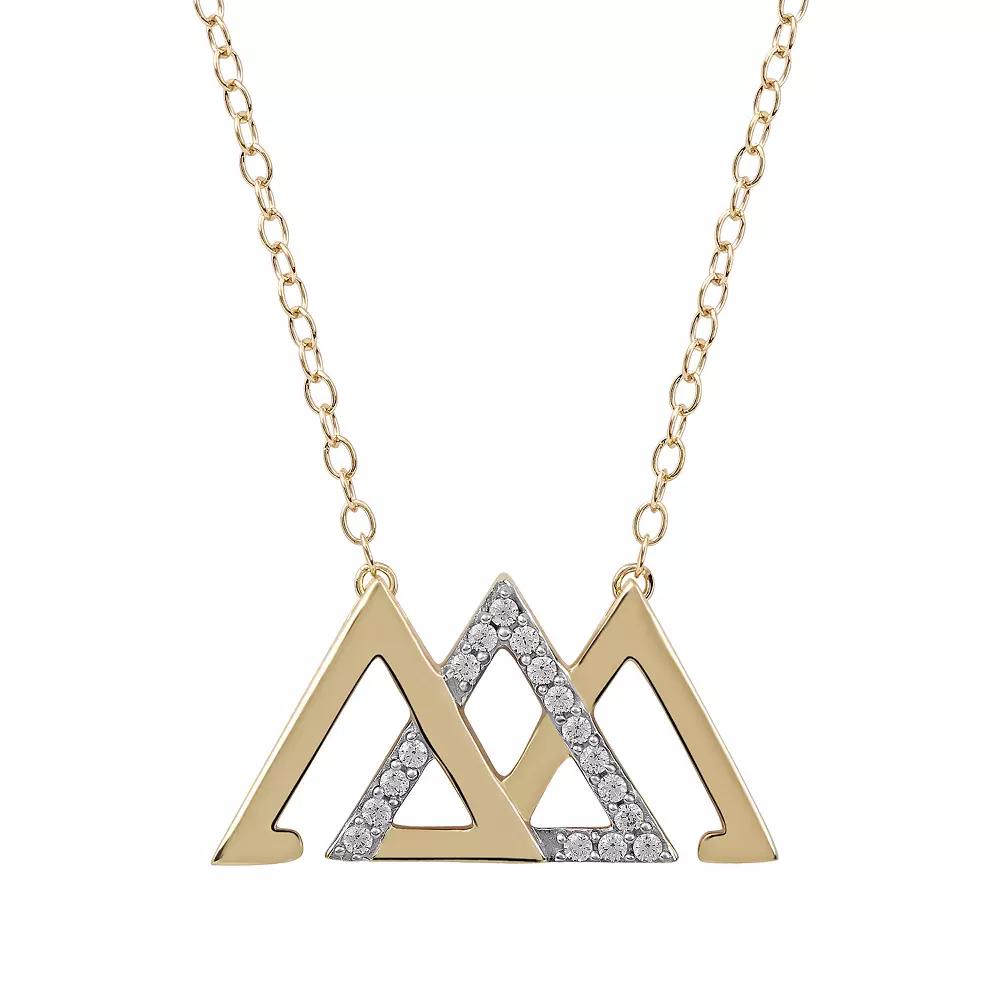 DeCouer 1/10 Carat T.W. Diamond Interlocked Triangle Necklace, Women's, Size: 18", Gold Tone Product Image
