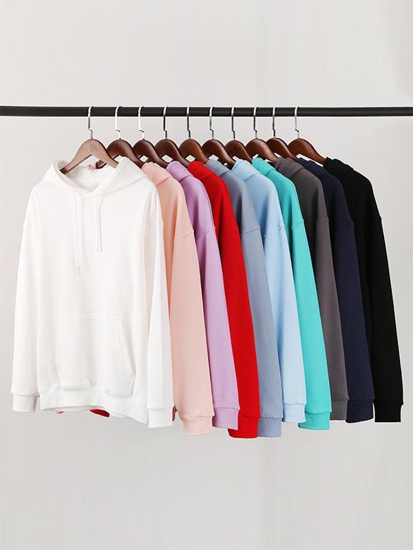 Men’s Linen Cotton Solid Color Drop Shoulder Oversized Hoodie Product Image