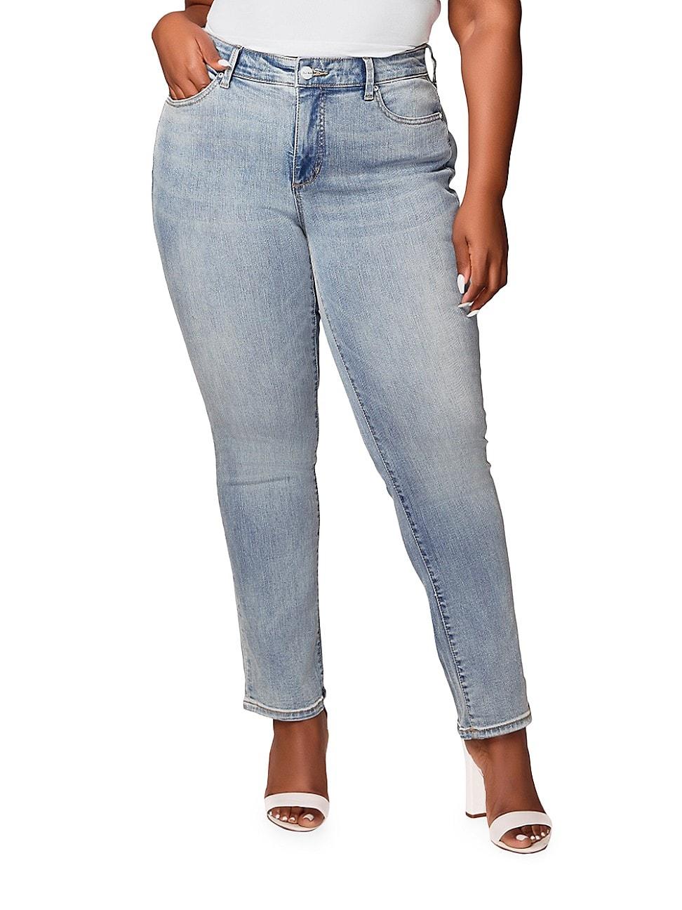 Womens Plus Finley High-Rise Straight-Leg Jeans Product Image