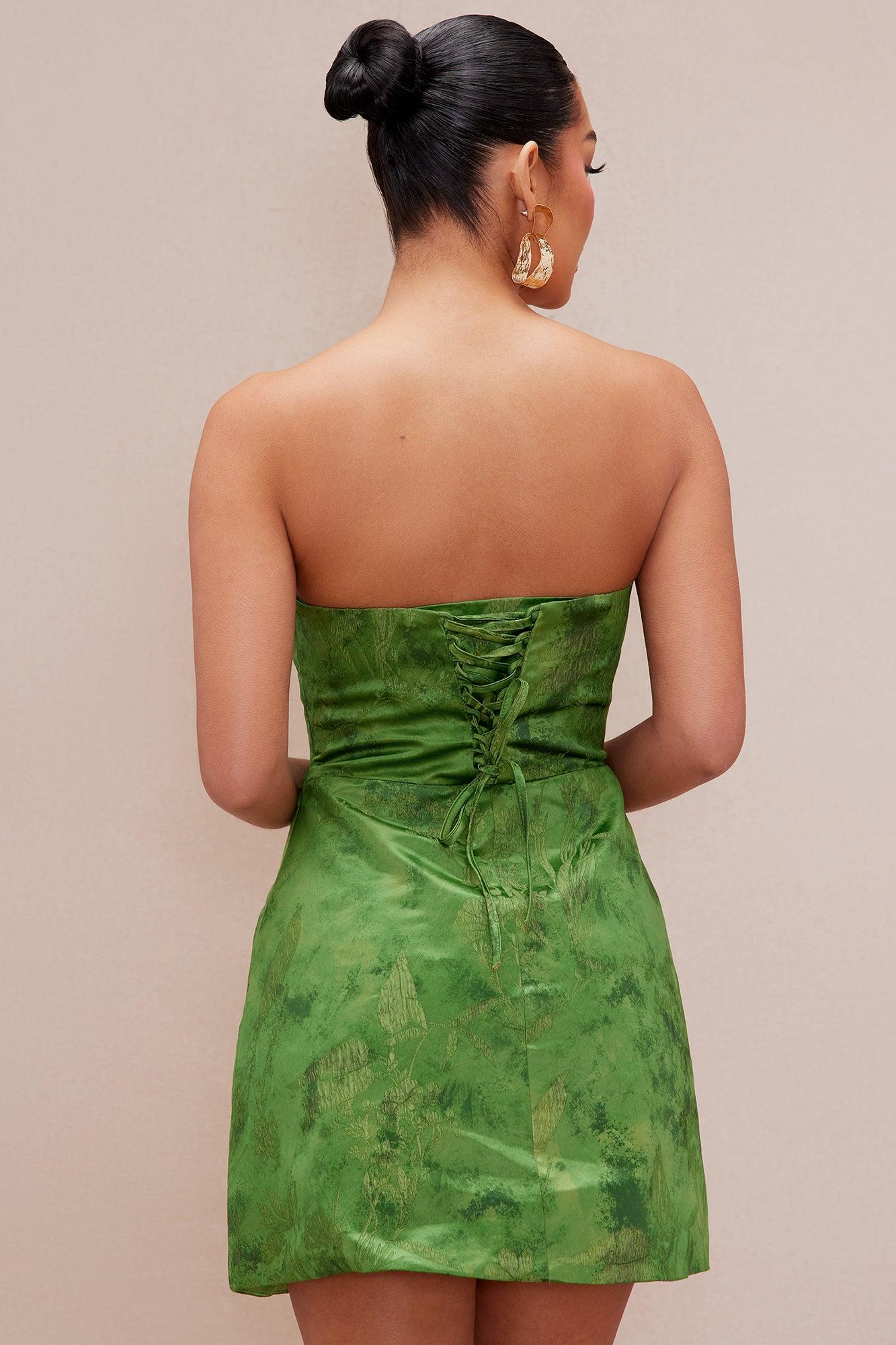 Finley Satin Mini Dress - Green Product Image