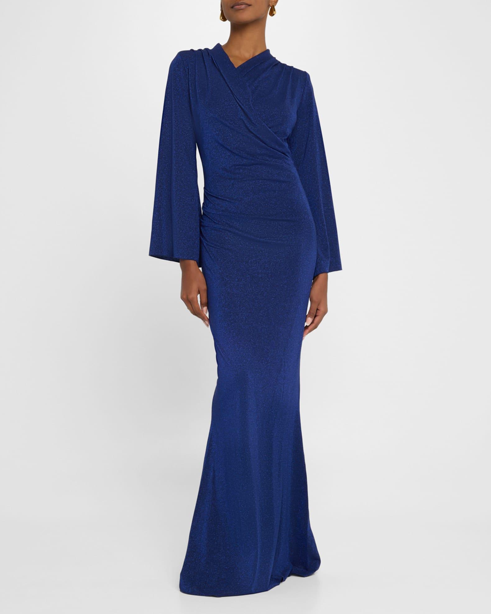 Stena Shimmer Draped Column Gown Product Image