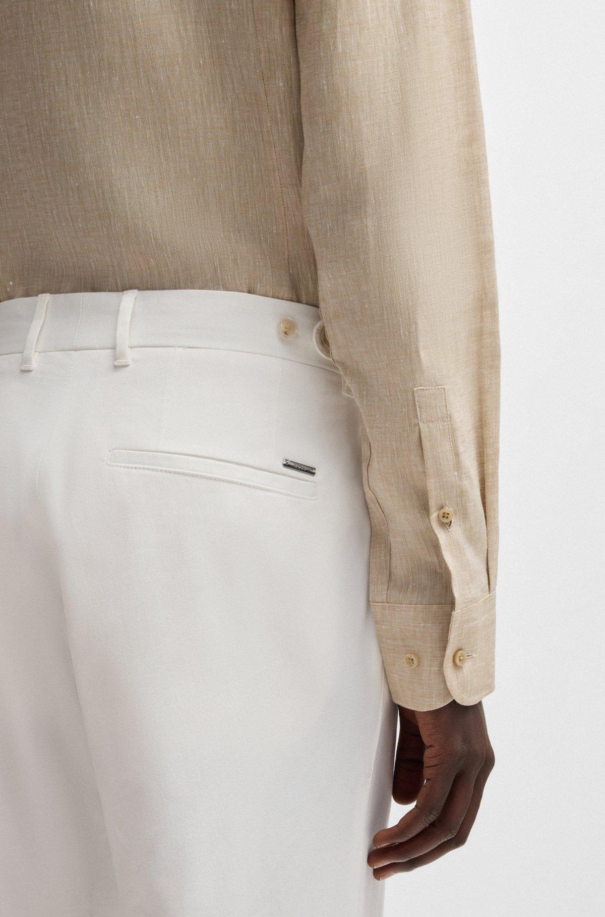 BOSS - Formal trousers in comfort-stretch cotton - White Product Image