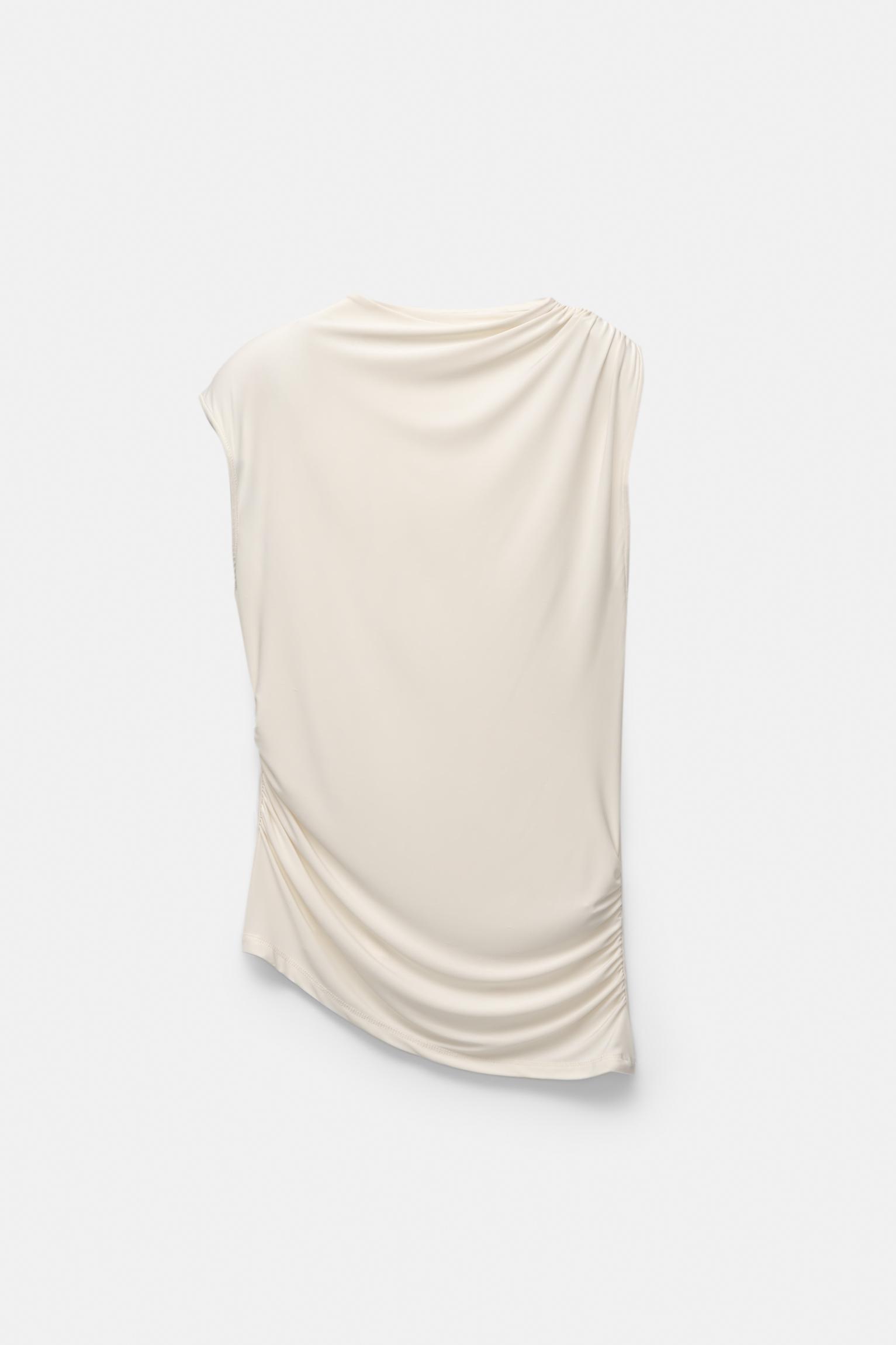 Asymmetric gathered T-shirt Product Image