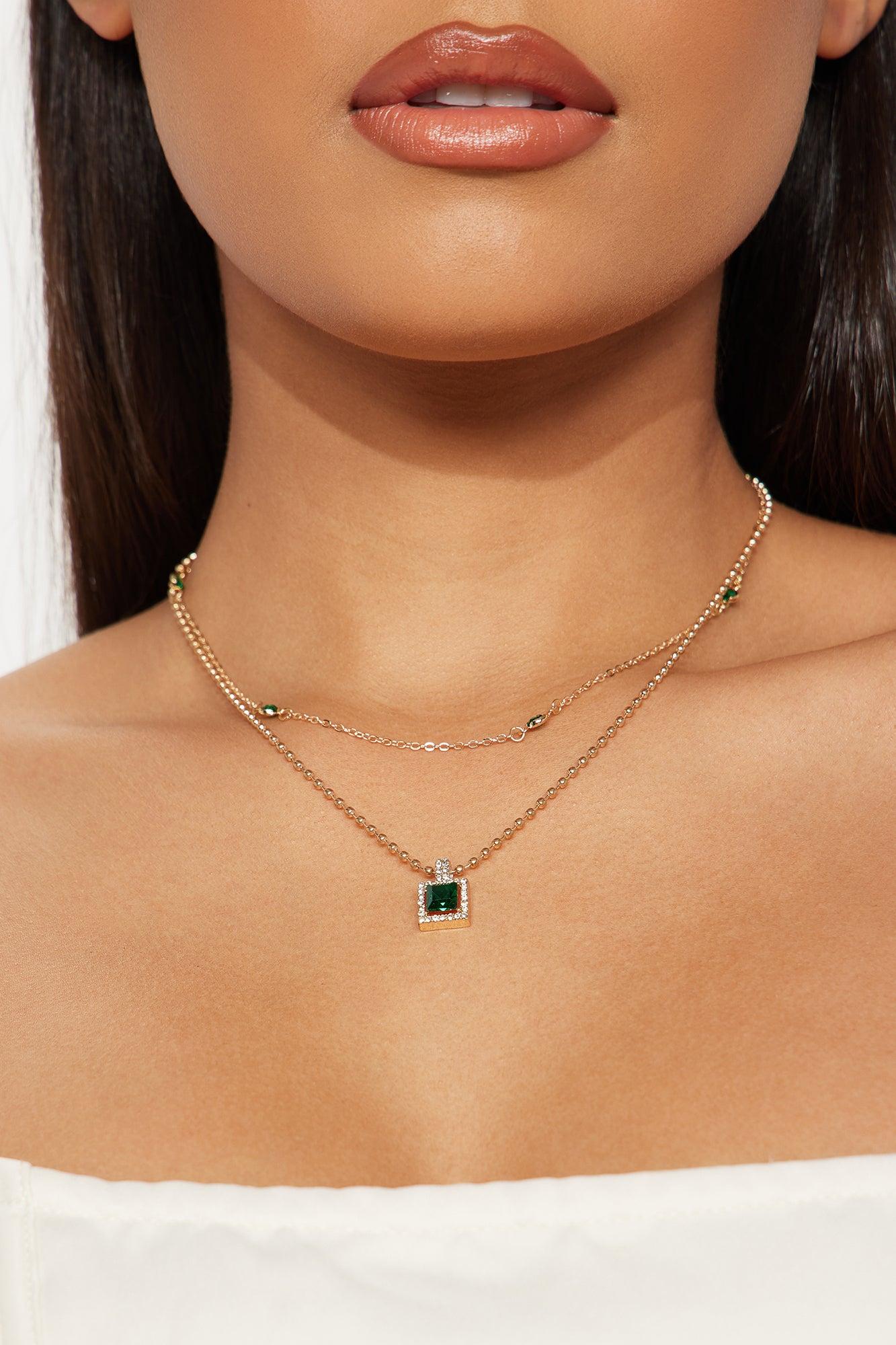 Ashanti Necklace - Gold/Green Product Image