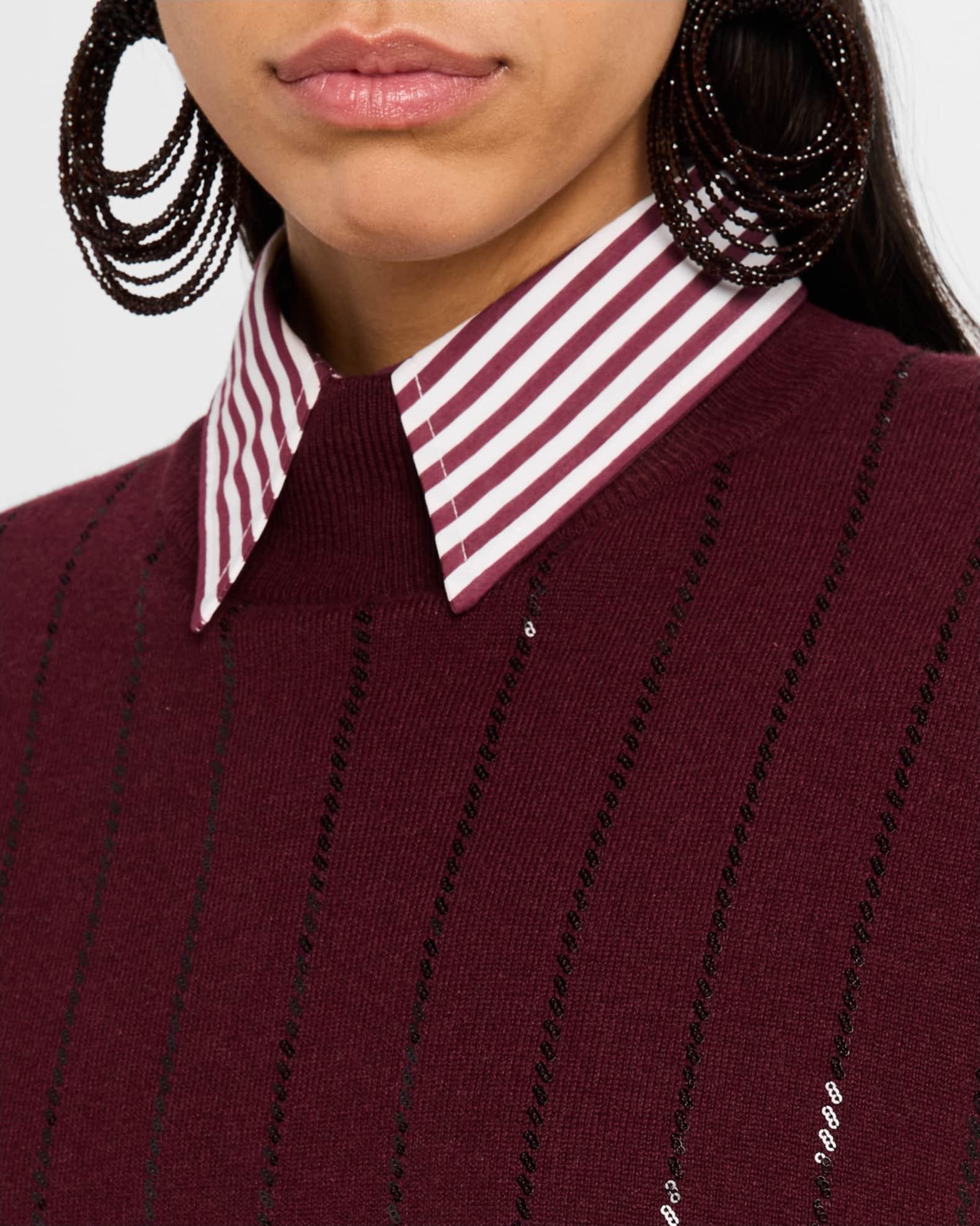 Sequin-Stripe Cashmere Top Product Image