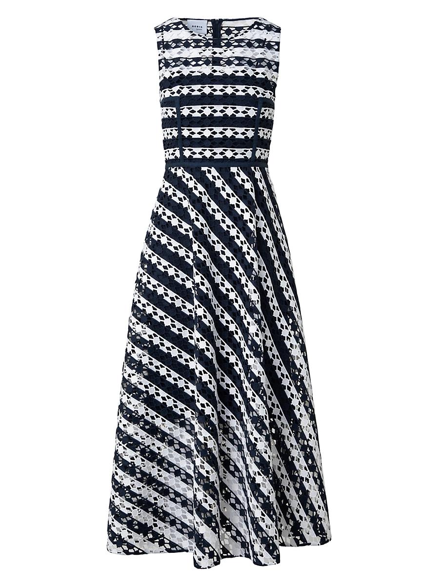 Womens Striped Guipure Lace Maxi Dress Product Image